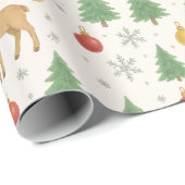 Watercolor Rendier & Kerstboom -  Cadeaupapier (Rol Hoek)