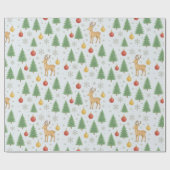 Watercolor Rendier & Kerstboom -  Cadeaupapier (Vlak)