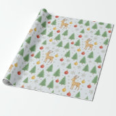 Watercolor Rendier & Kerstboom -  Cadeaupapier (Uitgerold)