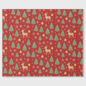 Watercolor Rendier & Kerstboom -  Cadeaupapier (Vlak)