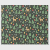Watercolor Rendier & Kerstboom -  Cadeaupapier (Vlak)