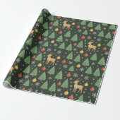 Watercolor Rendier & Kerstboom -  Cadeaupapier (Uitgerold)