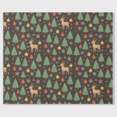 Watercolor Rendier & Kerstboom -  Cadeaupapier (Vlak)