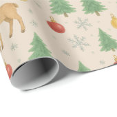 Watercolor Rendier & Kerstboom - Cadeaupapier (Rol Hoek)