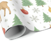Watercolor Rendier & Kerstboom - Cadeaupapier (Rol Hoek)