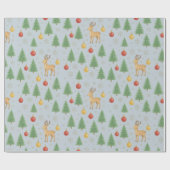 Watercolor Rendier & Kerstboom -  Cadeaupapier (Vlak)