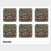 Watercolor Rendier & Kerstboom - Vierkante Sticker (Vel)