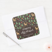 Watercolor Rendier & Kerstboom - Vierkante Sticker (Envelop)
