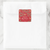 Watercolor Rendier & Kerstboom - Vierkante Sticker (Tas)