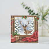 Watercolor rendier Kerstmis  Kaart (Staand voorkant)