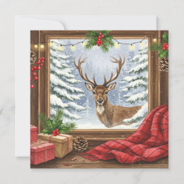 Watercolor rendier Kerstmis  Kaart