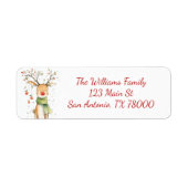 Watercolor Rendier Merry & Bright Kerstmis Etiket (Voorkant)