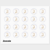 Watercolor Rendier Retouradres Ronde Sticker (Vel)