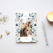 Watercolor Rendieren in het Bos Foto Feestdagenkaart