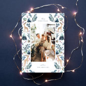 Watercolor Rendieren in het Bos Foto Feestdagenkaart