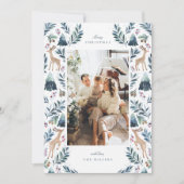 Watercolor Rendieren in het Bos Foto Feestdagenkaart (Voorkant)