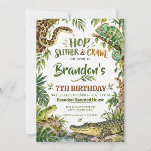 Watercolor Reptiel Jungle Verjaardag Kaart
