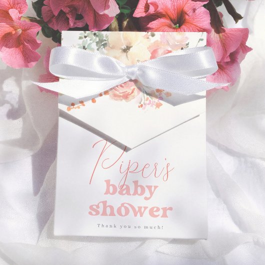 Watercolor Retro Floral Girl Baby Shower Thank You Bedankdoosjes
