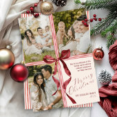 Watercolor Ribbon Bow Modern 3 Photo Christmas Feestdagenkaart