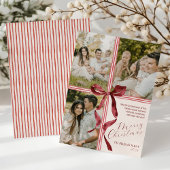 Watercolor Ribbon Bow Modern 3 Photo Christmas Feestdagenkaart