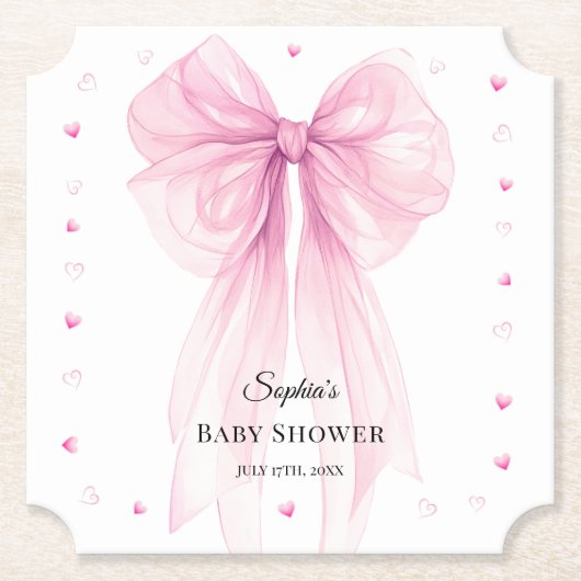 Watercolor Ribbon Coquette Party Tableware Kartonnen Onderzetters (Voorkant)