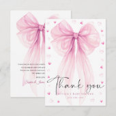 Watercolor Ribbon & Hearts Baby Shower Bedankkaart (Voorkant / Achterkant)