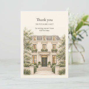 Watercolor Rijtjeshuis Nieuwe Thuis Huisfeest Bedankkaart
