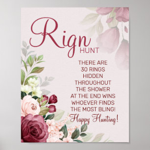 Watercolor Ring Ring bruiloftsshower spelbord Poster
