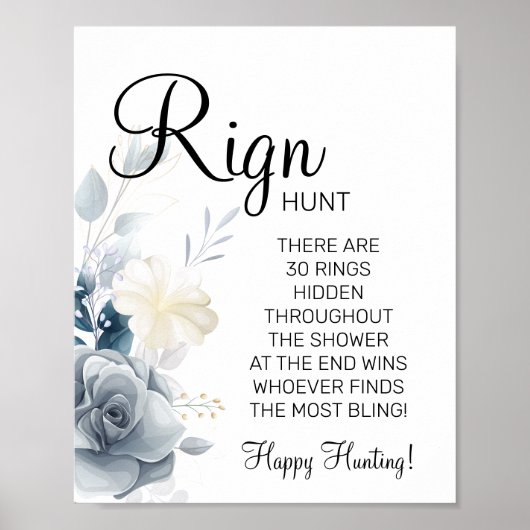 Watercolor Ring Ring bruiloftsshower spelbord Poster (Voorkant)