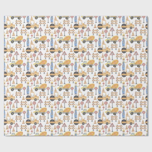 Watercolor Road Construction Theme Cadeaupapier (Vlak)