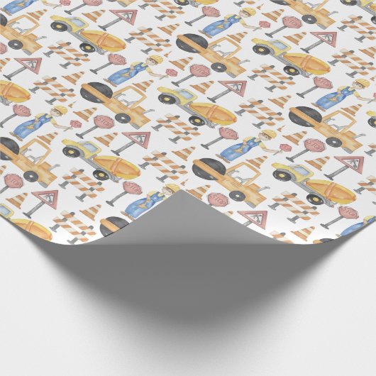 Watercolor Road Construction Theme Cadeaupapier (Hoek)