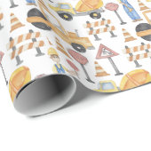 Watercolor Road Construction Theme Cadeaupapier (Rol Hoek)