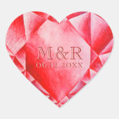 Watercolor Robijn Hart 40ste Huwelijksjubileum Hart Sticker (Voorkant)