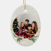 Watercolor Robin Bird Photo Christmas Keepsake Keramisch Ornament (Achterkant)