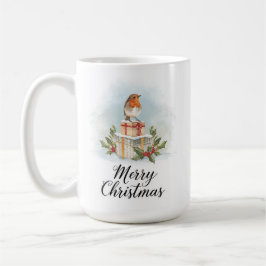 Watercolor Robin Cadeaus Holly Kerstmis Koffiemok