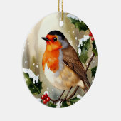 Watercolor Robin Christmas Keramisch Ornament (Rechts)