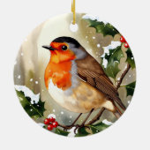 Watercolor Robin Christmas Keramisch Ornament (Achterkant)