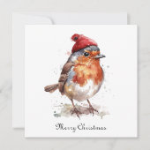 Watercolor Robin Kerst Groet Briefpapier Kaart (Voorkant)