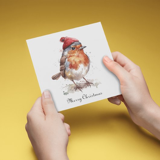 Watercolor Robin Kerst Groet Briefpapier Kaart