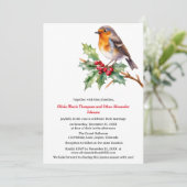Watercolor Robin Kerst trouwuitnodiging Kaart (Staand voorkant)
