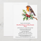 Watercolor Robin Kerst trouwuitnodiging Kaart (Voorkant / Achterkant)