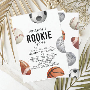 Watercolor Rockie jaar sporten eerste verjaardag Kaart
