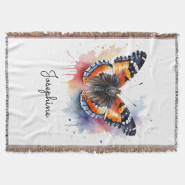 Watercolor Rode Admiraalvlinder Naam Deken