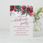 Watercolor Rode Bloem Kerstfeest Kaart (Staand voorkant)
