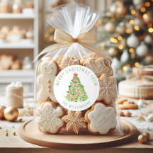 Watercolor Rode Boog Kerstboom Retouradres