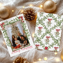 Watercolor Rode Boog Mistletoe Slinger Foto