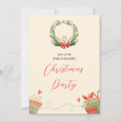 Watercolor Rode en Groene Krans Kerstfeest Kaart (Voorkant)