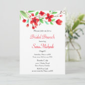 Watercolor Rode Kersenbloesem Bruids Brunch  Kaart (Staand voorkant)