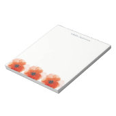 Watercolor Rode Klaprozen Aangepaste Naam Notitieblok (Linkerzijde)