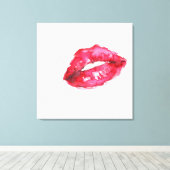 Watercolor rode lippen make-up branding canvasprin canvas afdruk (Insitu (Houten vloer))